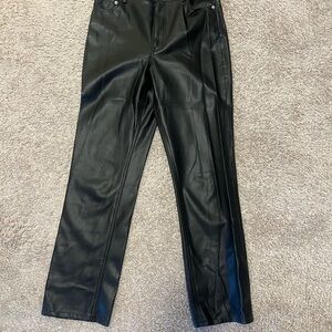 Zara Black Faux Leather Straight-Leg Pants